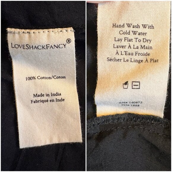LoveShackFancy Beth Maxi Dress black size L large black cotton sheer voile shirt - Picture 16 of 16